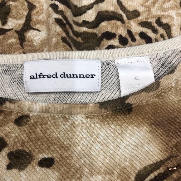Alfred Dunner Long Sleeve Sweater Scoop Neck Animal Print Tan Brown Size XL GUC - Picture 6 of 9